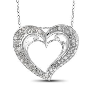1/10 Cttw Diamond Heart Pendant Sterling Silver